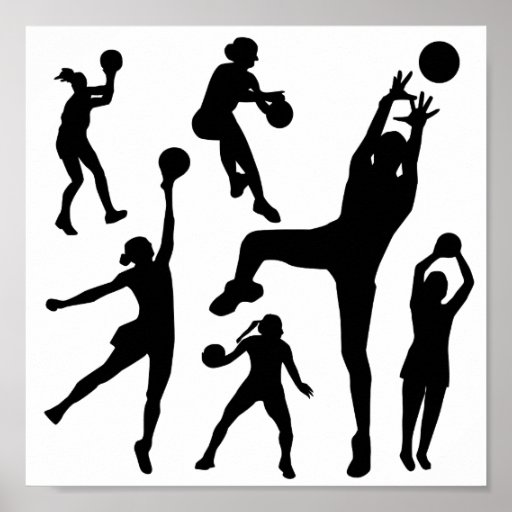 10097-netball-silhouette-vector SPORTS NET BALL PE Poster | Zazzle