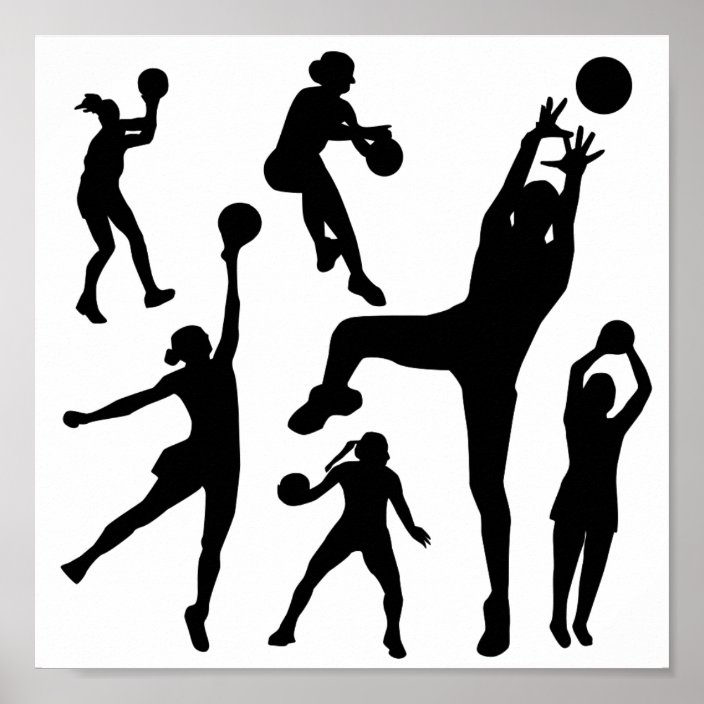 10097-netball-silhouette-vector SPORTS NET BALL PE Poster | Zazzle.com