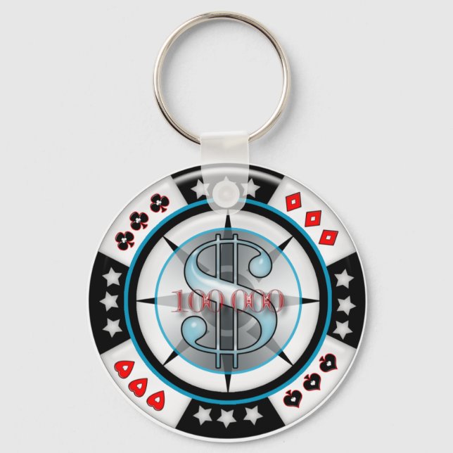 $100,000. Poker Chip Keychain (Front)