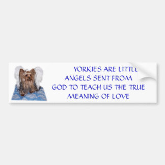 100_0580, YORKIES ARE LITTLE ANGELS SENT... BUMPER STICKER