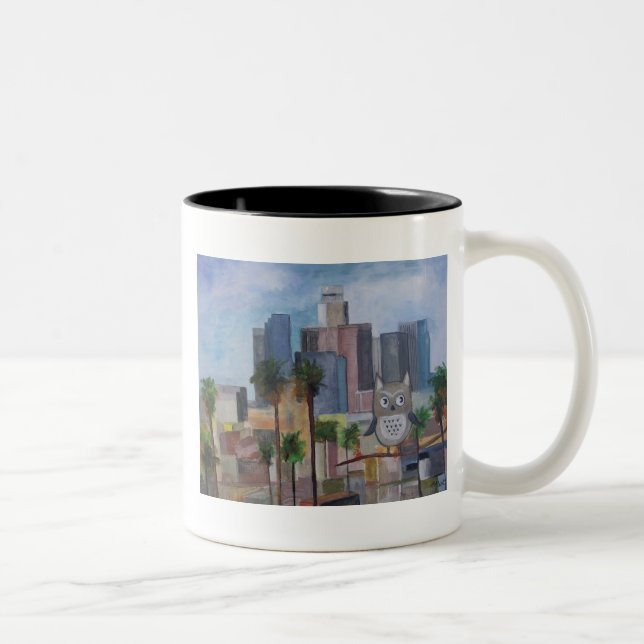 100_4966-1 Owl in LA Two-Tone Coffee Mug (Right)