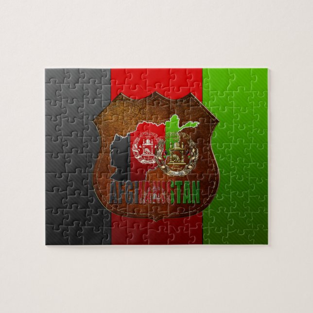 [100] Afghanistan: COA, Flag & Map Jigsaw Puzzle (Horizontal)