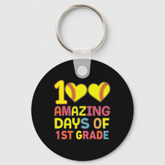 100 Amazing Days Of 1st Grade Softbyll Player Stud Keychain