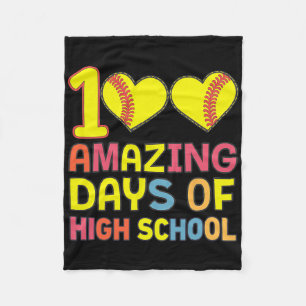 100 Amazing Days Of High School Softll Player Stud Fleece Blanket