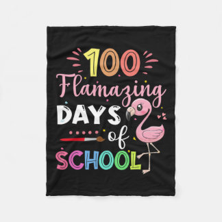 100 Amazing Days Of School Cute Flamingo Student T Fleece Blanket