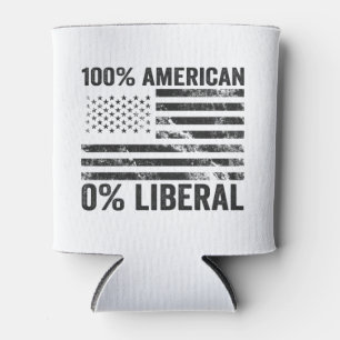 100% American 0% Liberal Republican American Flag Can Cooler