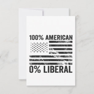 100% American 0% Liberal Republican American Flag Thank You Card