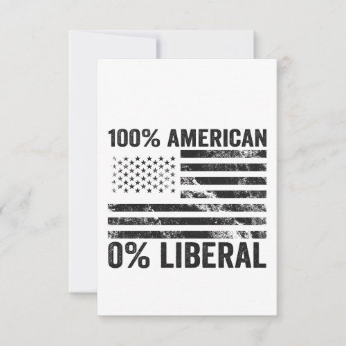 100 American 0 Liberal Republican American Flag  Thank You Card