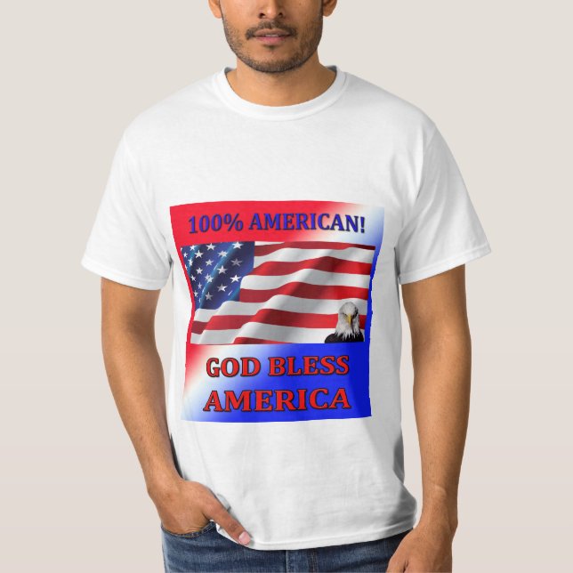 100% American-God Bless America Men's T-Shirt (Front)