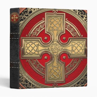 [100] Ancient Celtic Sacred Gold Knot Cross 3 Ring Binder