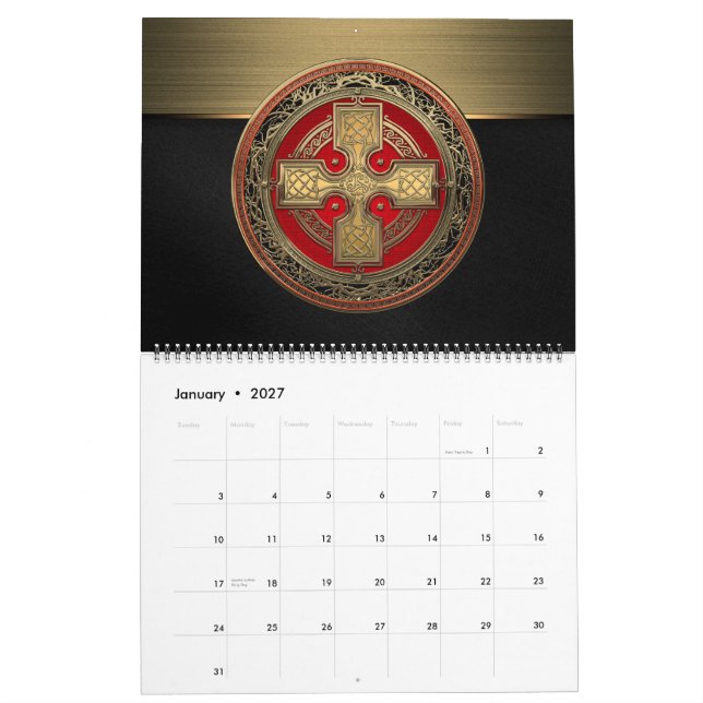 [100] Ancient Celtic Sacred Gold Knot Cross Calendar (Jan 2027)