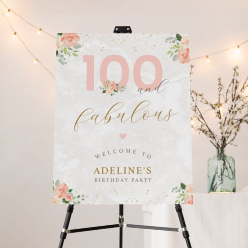 100 and Fabulous 100th Chic Lady Birthday Welcome Foam Board