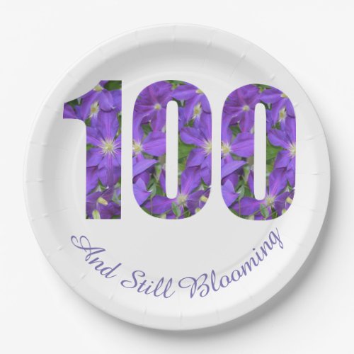 100 And Still Blooming 100th Birthday Paper Plate