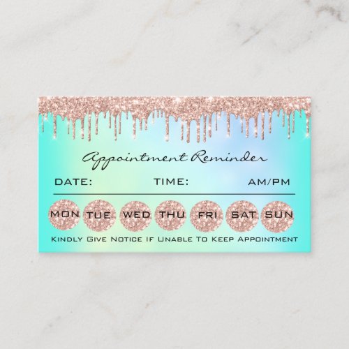 100 Appointment Reminder Blue Makeup Lashes Nails Business Card