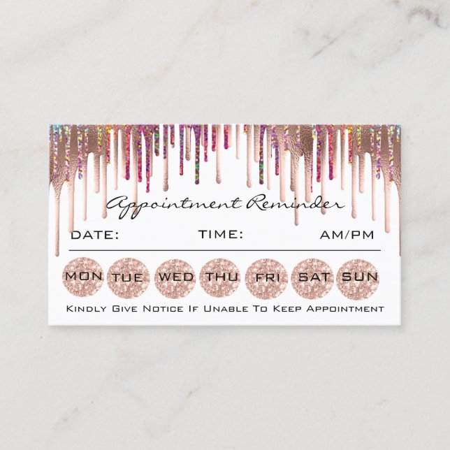 100 Appointment Reminder Cards Makeup Holograph (Front)