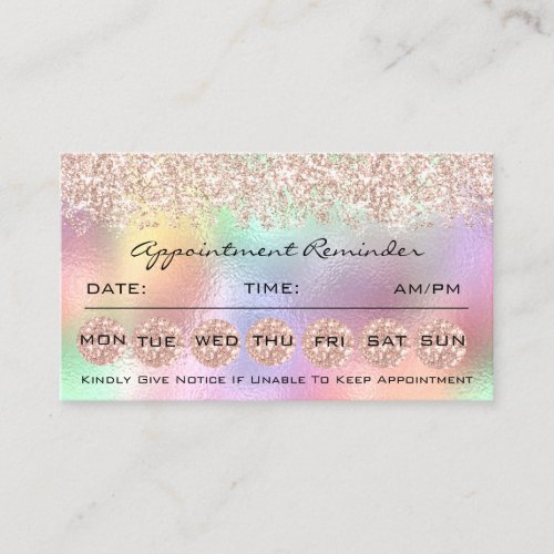 100 Appointment Reminder Cards Makeup Holograph