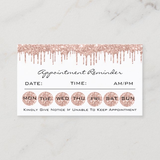 100 Appointment Reminder Cards Makeup Lash LuxRose (Front)