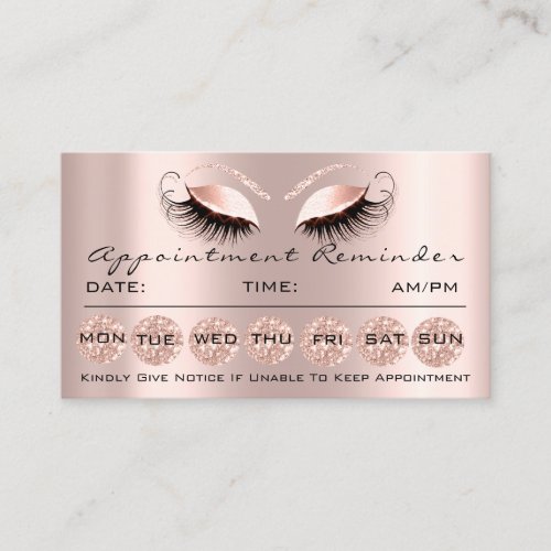 100 Appointment Reminder Cards Makeup Lashes Pink