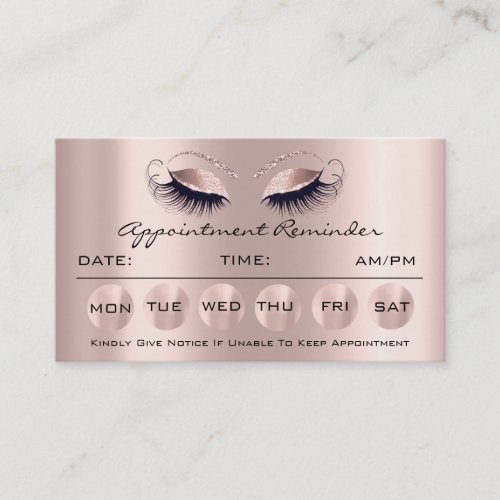 100 Appointment Reminder Cards Makeup Lashes VIP