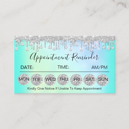 100 Appointment Reminder Diamond Hairdresser Nails Business Card