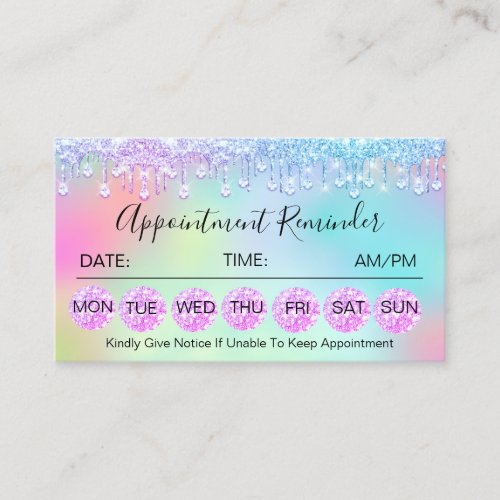 100 Appointment Reminder Diamond Holograph Business Card