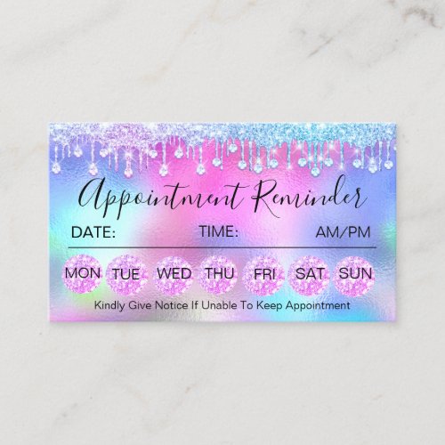 100 Appointment Reminder Drip Pink Blue Diamond Business Card