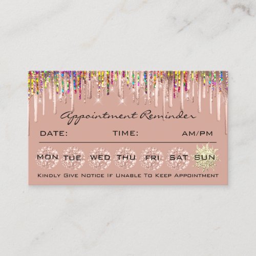 100 Appointment Reminder Glitter Drips Holograph Business Card