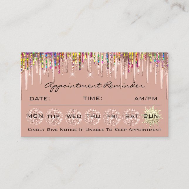 100 Appointment Reminder Glitter Drips Holograph Business Card (Front)