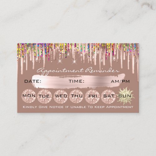 100 Appointment Reminder Holograph Glitter Blush Business Card