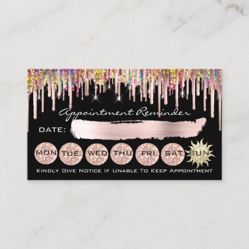 100 Appointment Reminder Holograph Glitter Drips Business Card