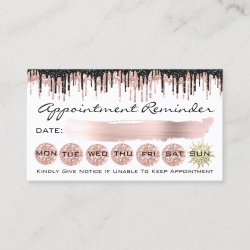 100 Appointment Reminder Rose Blush Glitter Drips Business Card