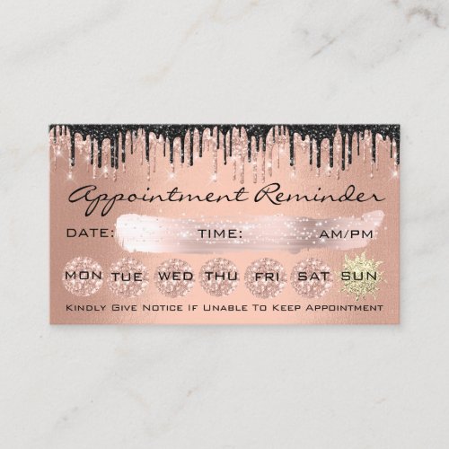 100 Appointment Reminder Rose Gold  Glitter Drips Business Card