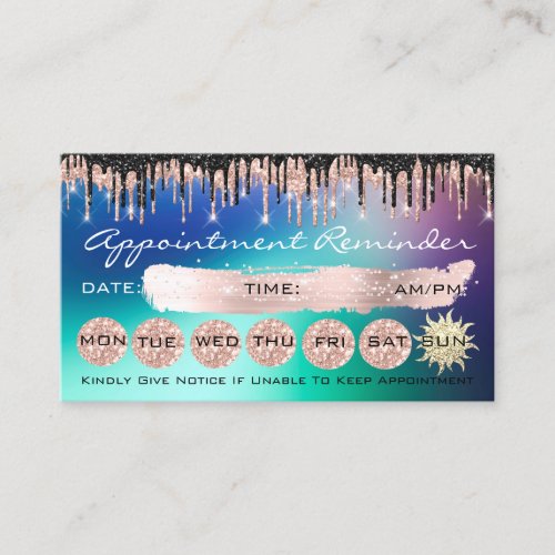 100 Appointment Reminder Rose Holographic Drips Business Card