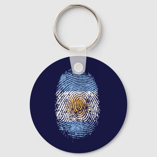 100% Argentinian DNA fingerprint Argentina flag gi Keychain (Front)