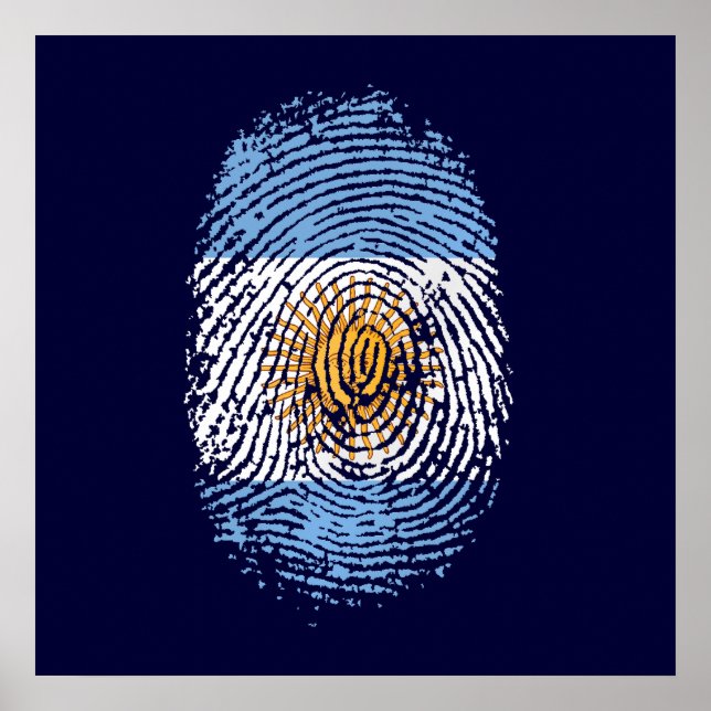 100% Argentinian DNA fingerprint Argentina flag gi Poster
