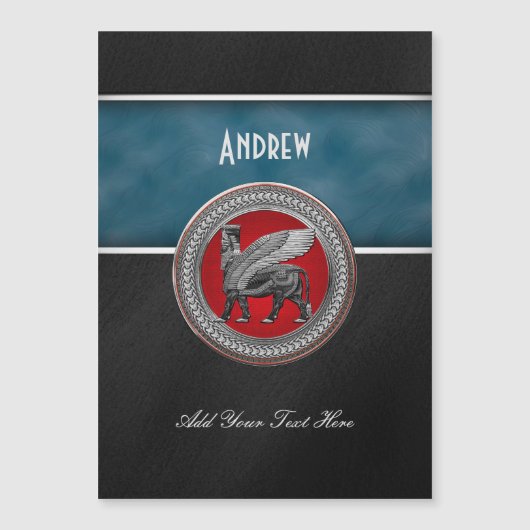 [100] Assyrian Winged Bull: Silver & Black Lamassu (Front)