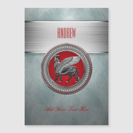 [100] Assyrian Winged Bull: Silver & Black Lamassu (Front)