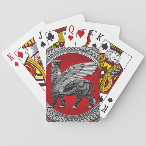 100 Assyrian Winged Bull Silver  Black Lamassu Poker Cards
