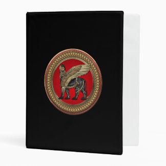 [100] Assyrian Winged Lion: Gold & Black Lamassu Mini Binder