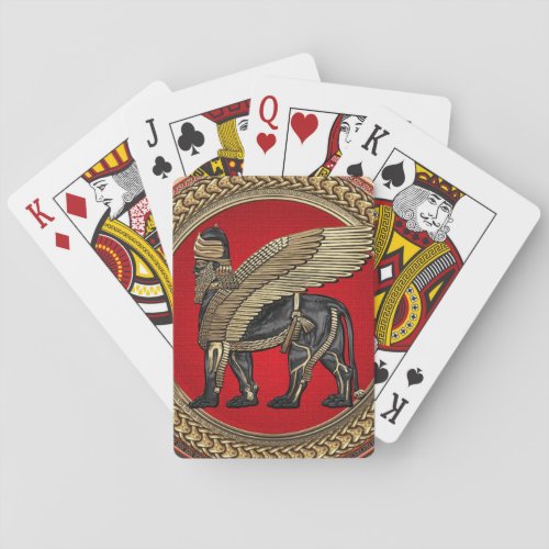 100 Assyrian Winged Lion Gold  Black Lamassu Poker Cards