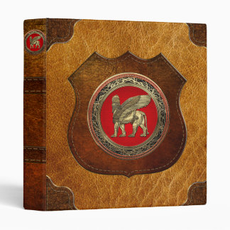 [100] Assyrian Winged Lion - Gold Lamassu 3 Ring Binder