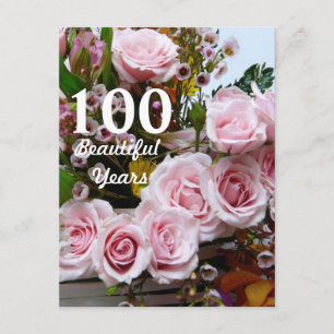 100 Beautiful Years!-Birthday Party/Pink Roses Invitation