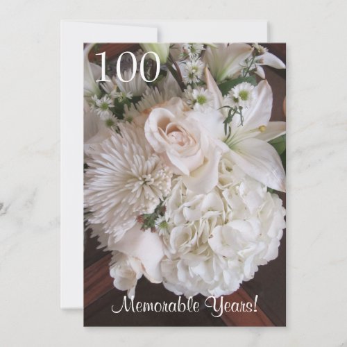 100 Birthday CelebrationElegant White Floral Invitation