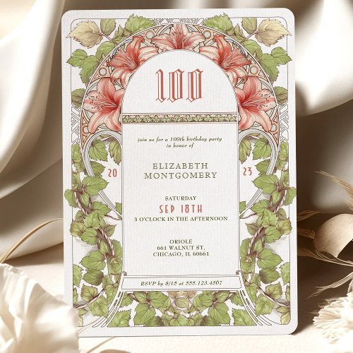 100 Birthday Invitation Art Nouveau Alphonse Mucha
