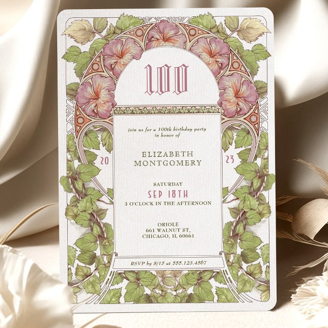 100 Birthday Invitation Art Nouveau Alphonse Mucha (Creator Uploaded)