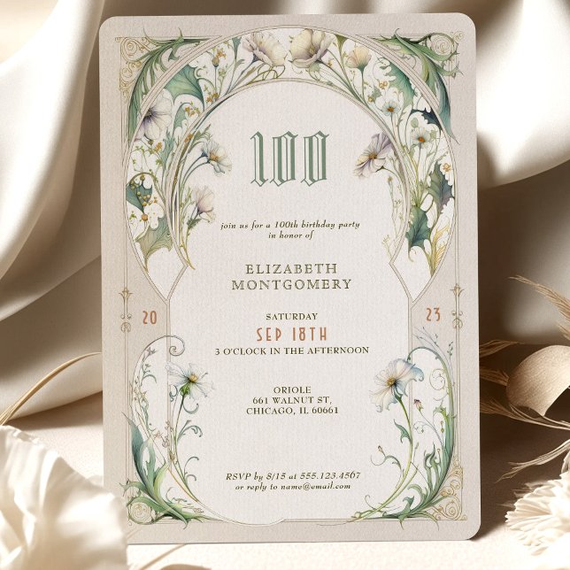 100 Birthday Invitation Belle Epoche Vintage Mucha (Creator Uploaded)