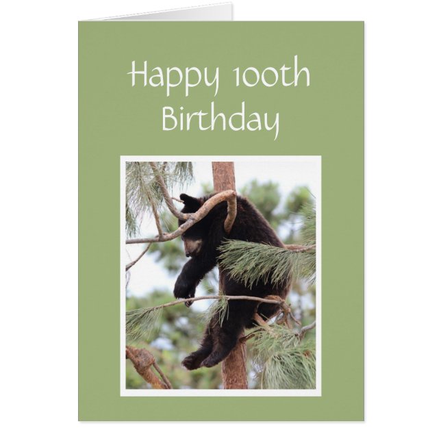 100 Birthday Old Enough Your Tired is Tired Bear Cards (Front)