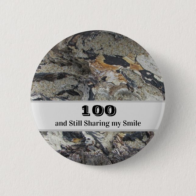 100 Birthday Sharing My Smile Beach Celebration Button (Front)