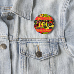 100 Birthdays Floral Button