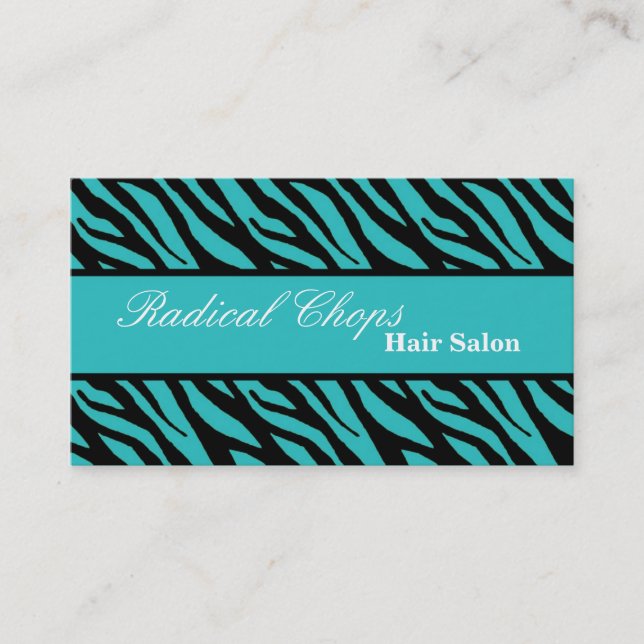 100 Blue Black Zebra Print Pattern Business Card (Front)